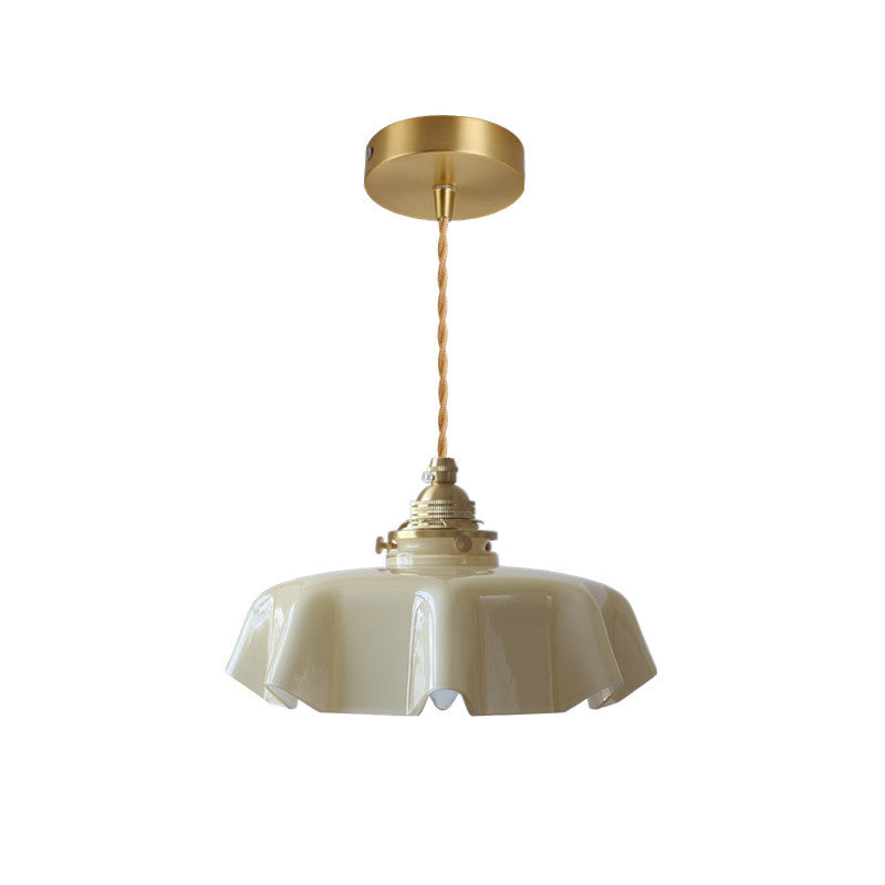 French Brass Glass Iron Folded Pendant Light