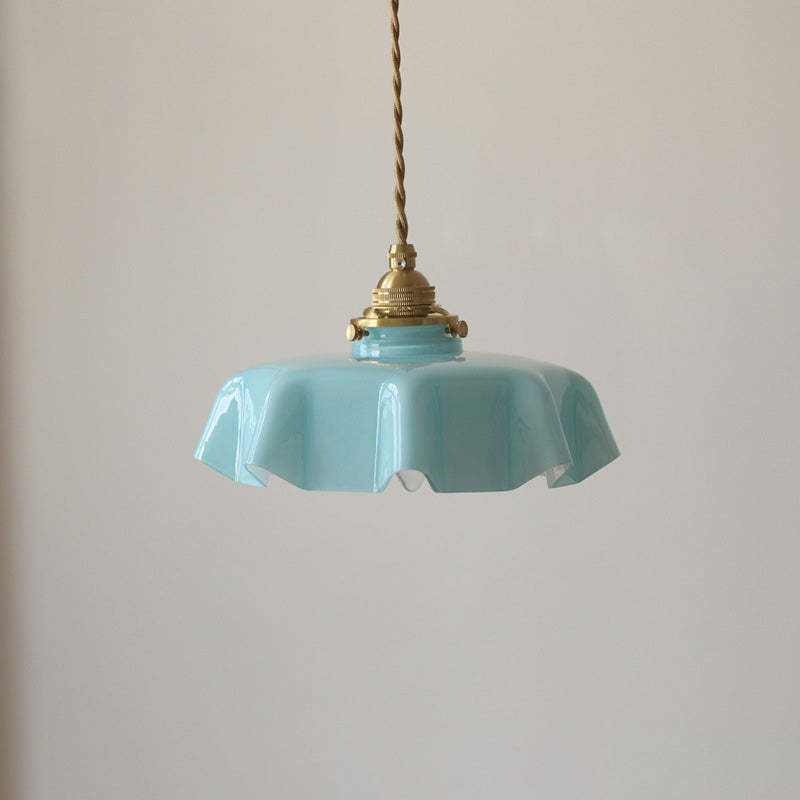 French Brass Glass Iron Folded Pendant Light