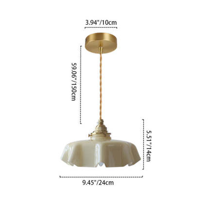 French Brass Glass Iron Folded Pendant Light