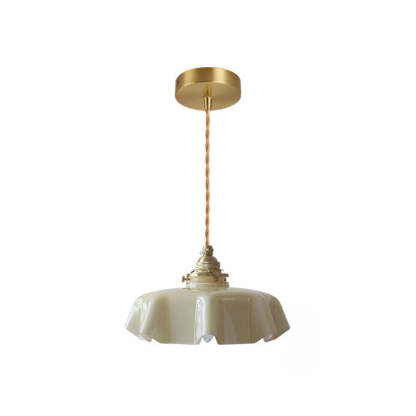 French Brass Glass Iron Folded Pendant Light