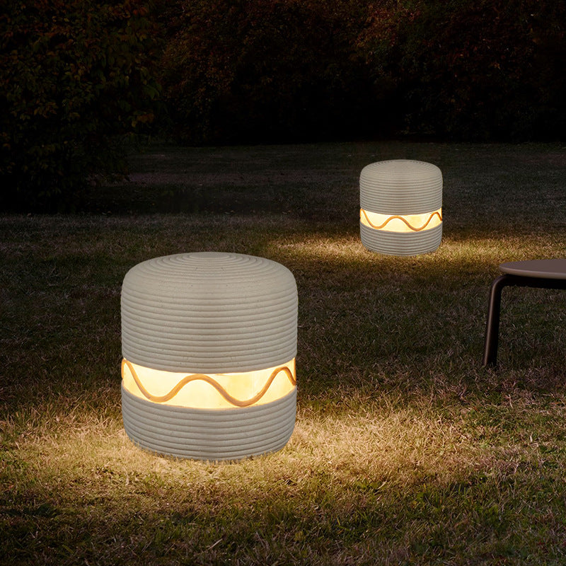 Japanese Solar Resin Cylinder LED Outdoor Landscape Light