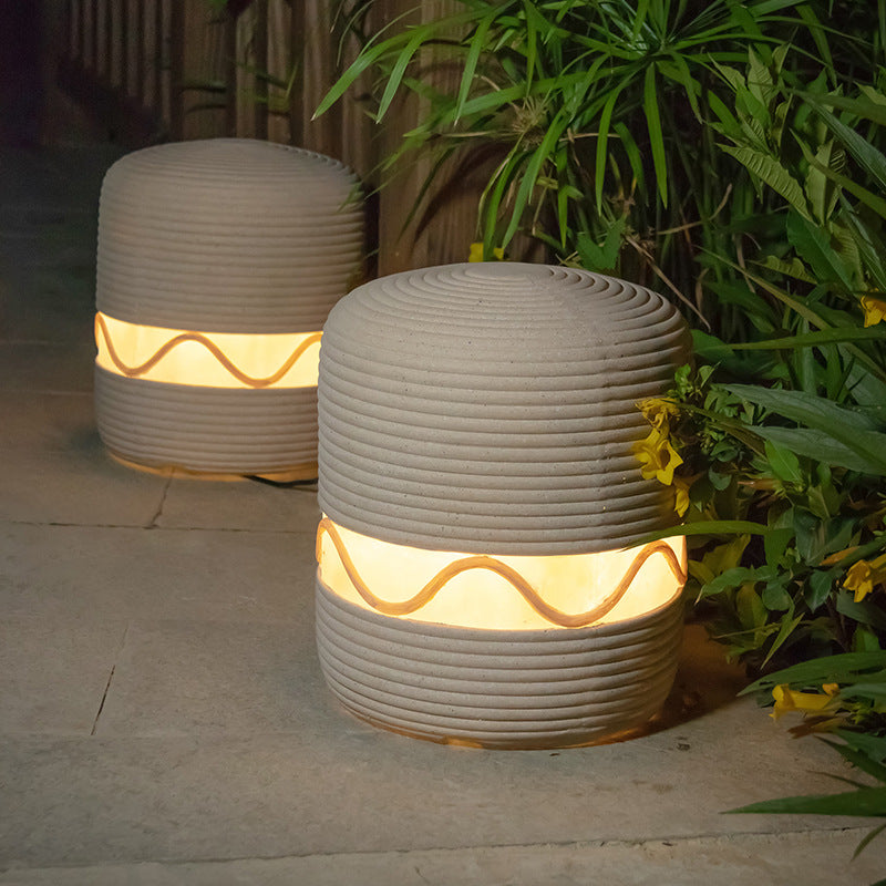 Japanese Solar Resin Cylinder LED Outdoor Landscape Light