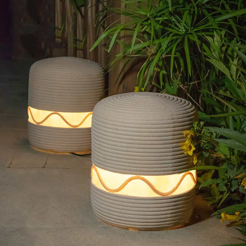 Japanese Solar Resin Cylinder LED Outdoor Landscape Light