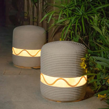 Japanese Solar Resin Cylinder LED Outdoor Landscape Light