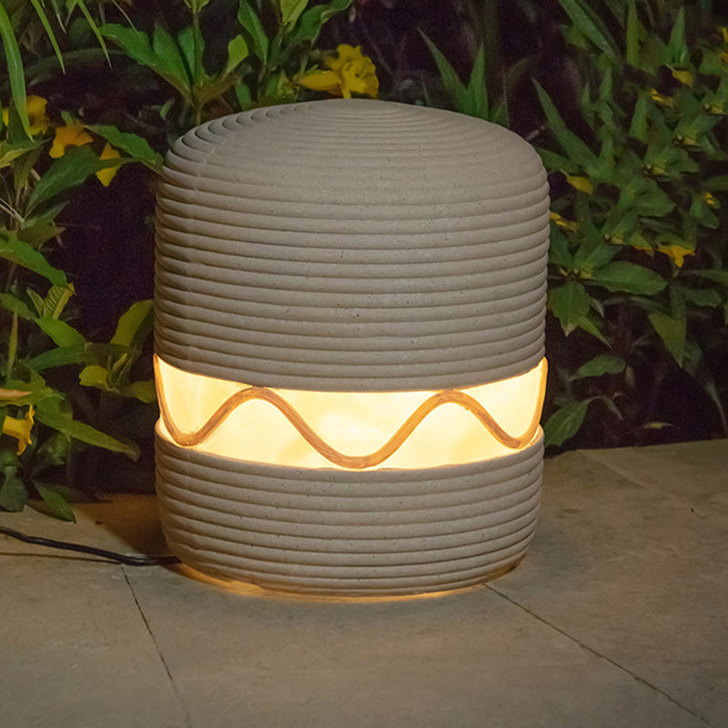 Japanese Solar Resin Cylinder LED Outdoor Landscape Light