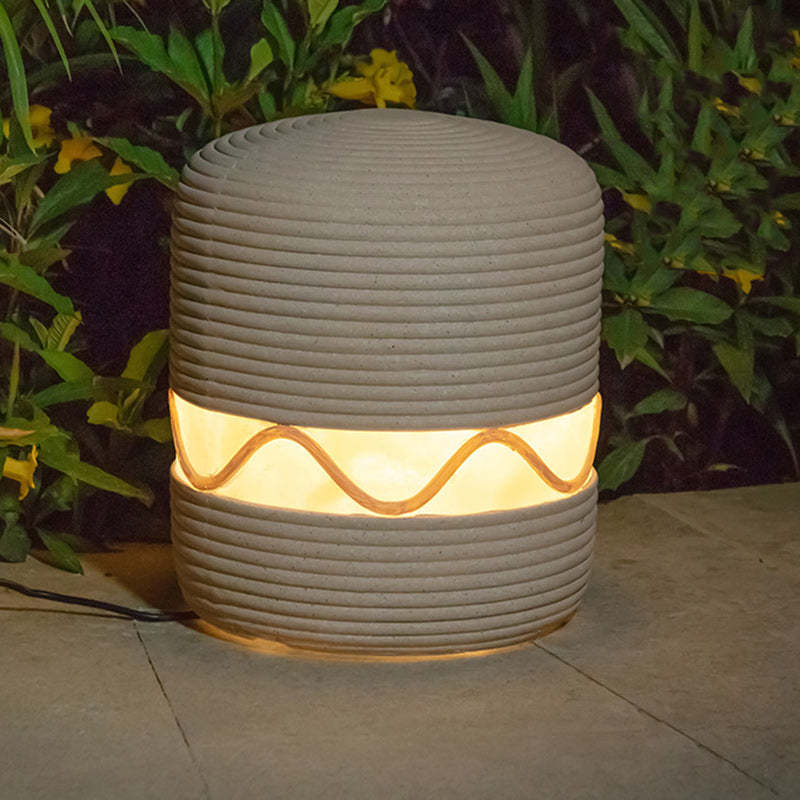 Japanese Solar Resin Cylinder LED Outdoor Landscape Light