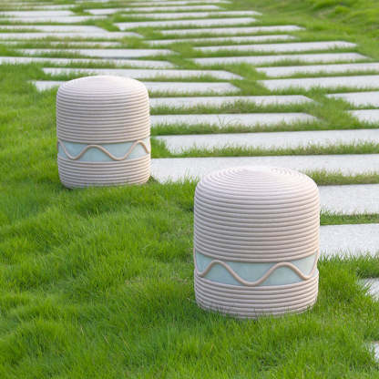 Japanese Solar Resin Cylinder LED Outdoor Landscape Light