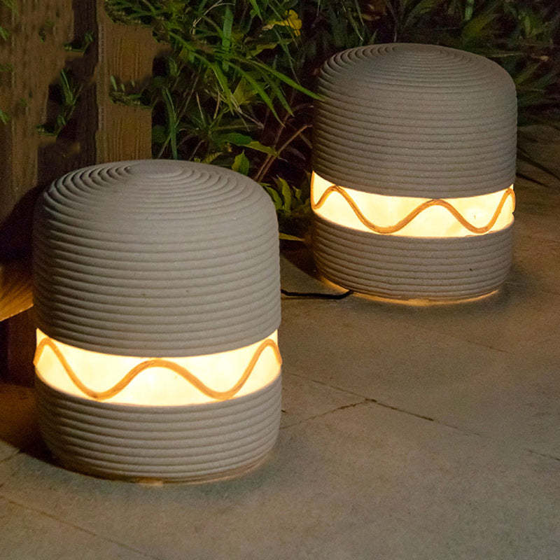 Japanese Solar Resin Cylinder LED Outdoor Landscape Light