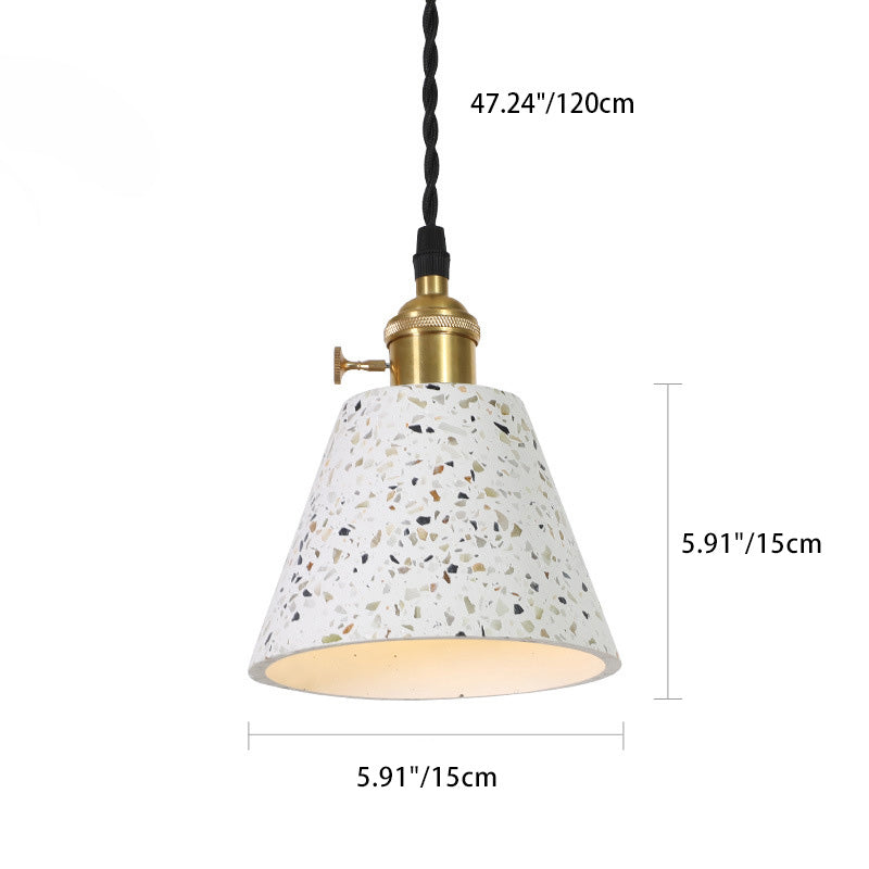 Nordic Terrazzo Brass Cylinder Cone Pendant Light