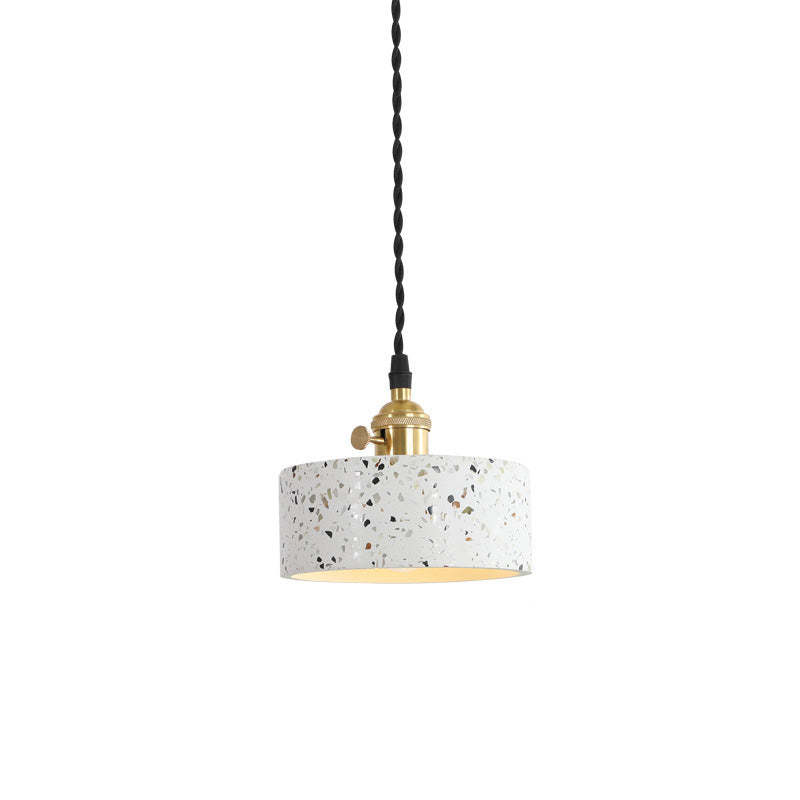 Nordic Terrazzo Brass Cylinder Cone Pendant Light