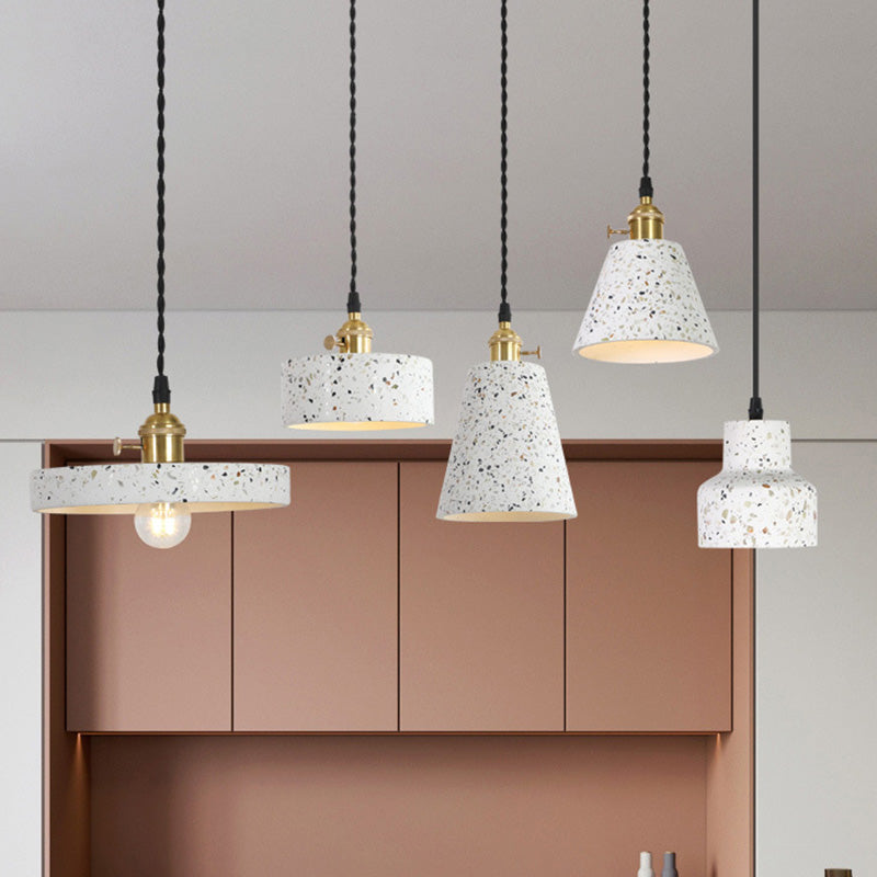Nordic Terrazzo Brass Cylinder Cone Pendant Light