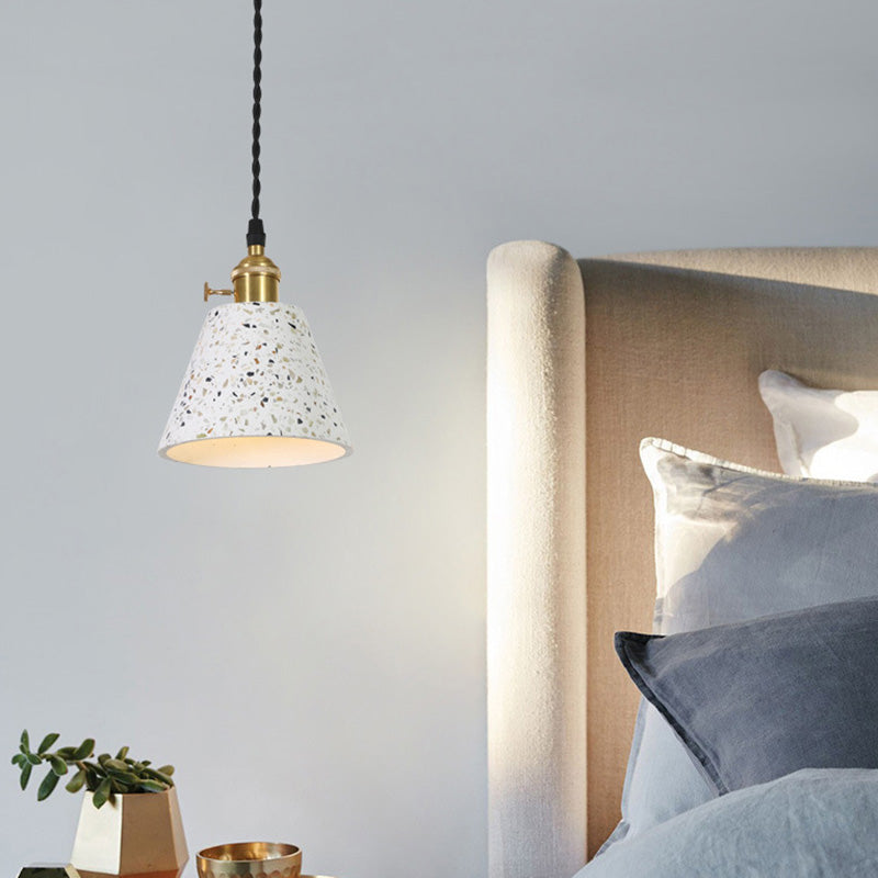Nordic Terrazzo Brass Cylinder Cone Pendant Light — A / 220V-240V For UK/AU