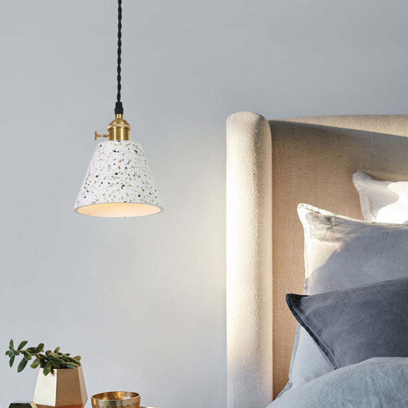Nordic Terrazzo Brass Cylinder Cone Pendant Light — A / 220V-240V For UK/AU