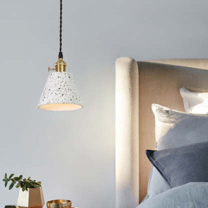 Nordic Terrazzo Brass Cylinder Cone Pendant Light — A / 220V-240V For UK/AU