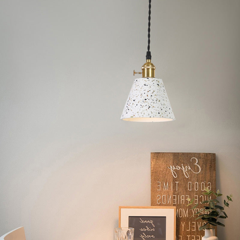 Nordic Terrazzo Brass Cylinder Cone Pendant Light — B / 110V-120V For US/CA