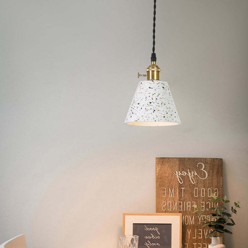 Nordic Terrazzo Brass Cylinder Cone Pendant Light — B / 110V-120V For US/CA
