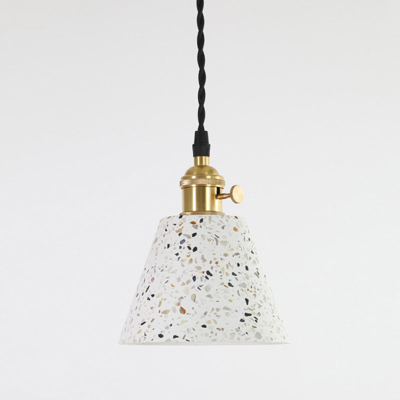 Nordic Terrazzo Brass Cylinder Cone Pendant Light