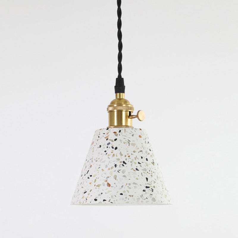 Nordic Terrazzo Brass Cylinder Cone Pendant Light