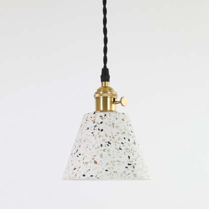 Nordic Terrazzo Brass Cylinder Cone Pendant Light