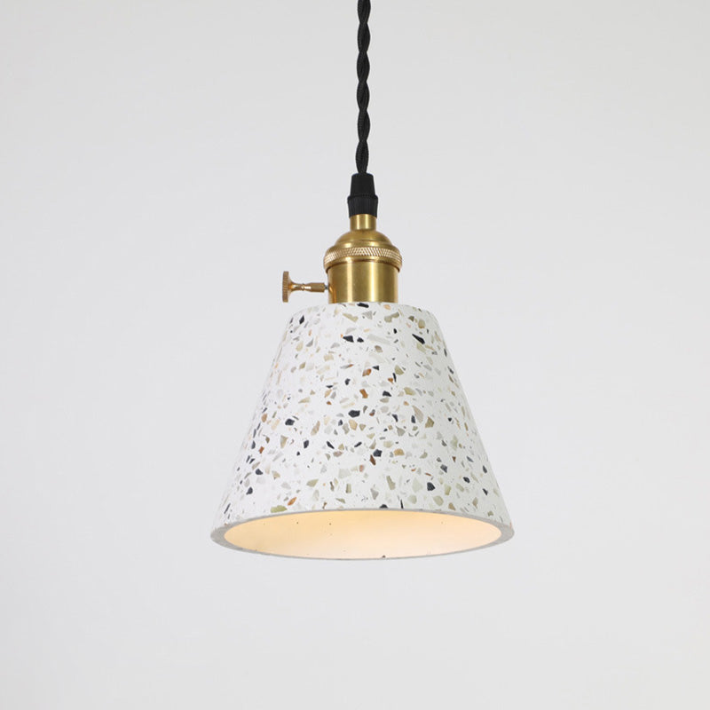 Nordic Terrazzo Brass Cylinder Cone Pendant Light