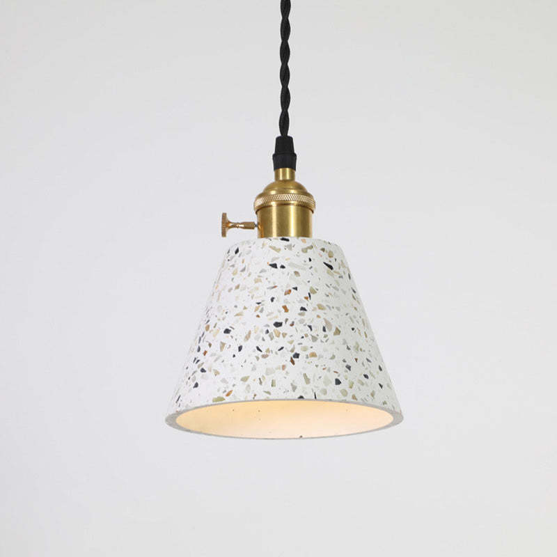 Nordic Terrazzo Brass Cylinder Cone Pendant Light