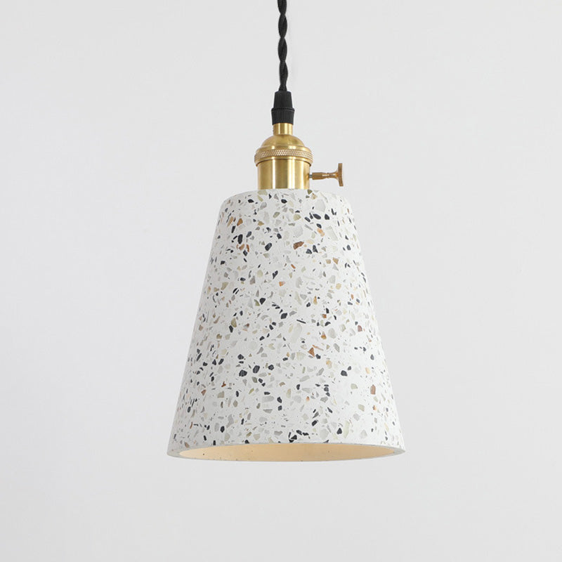 Nordic Terrazzo Brass Cylinder Cone Pendant Light
