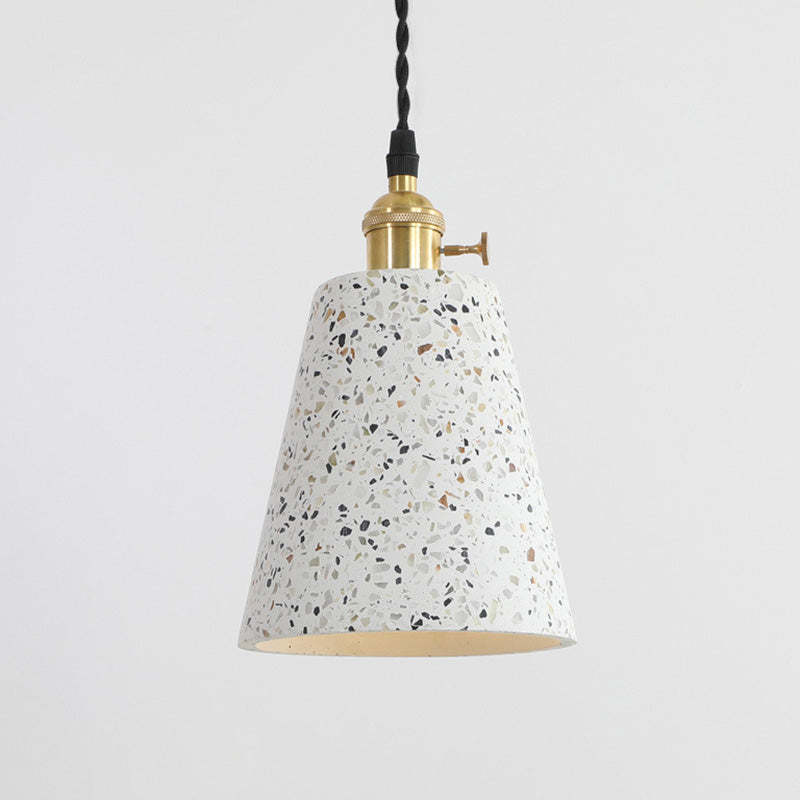 Nordic Terrazzo Brass Cylinder Cone Pendant Light