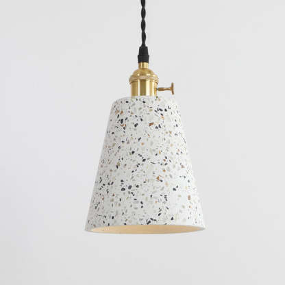 Nordic Terrazzo Brass Cylinder Cone Pendant Light