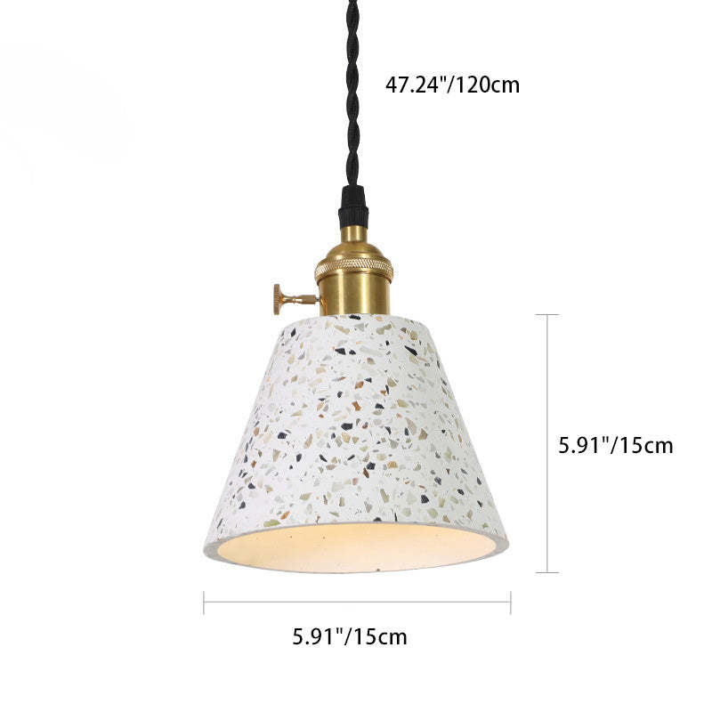 Nordic Terrazzo Brass Cylinder Cone Pendant Light