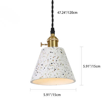 Nordic Terrazzo Brass Cylinder Cone Pendant Light