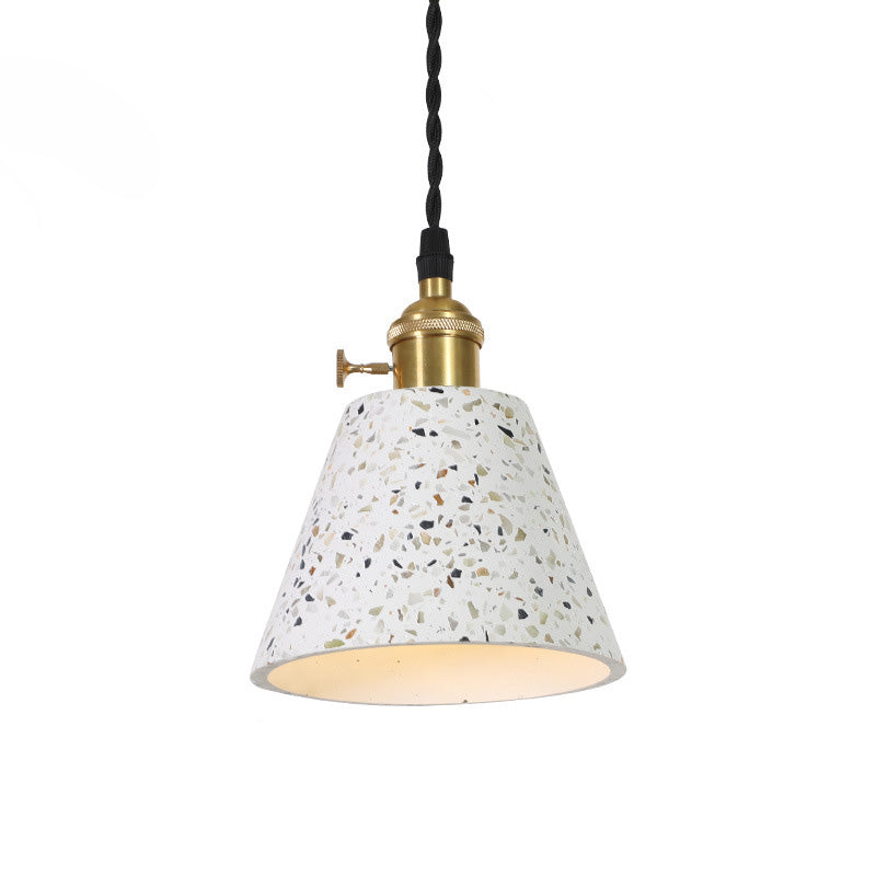 Nordic Terrazzo Brass Cylinder Cone Pendant Light