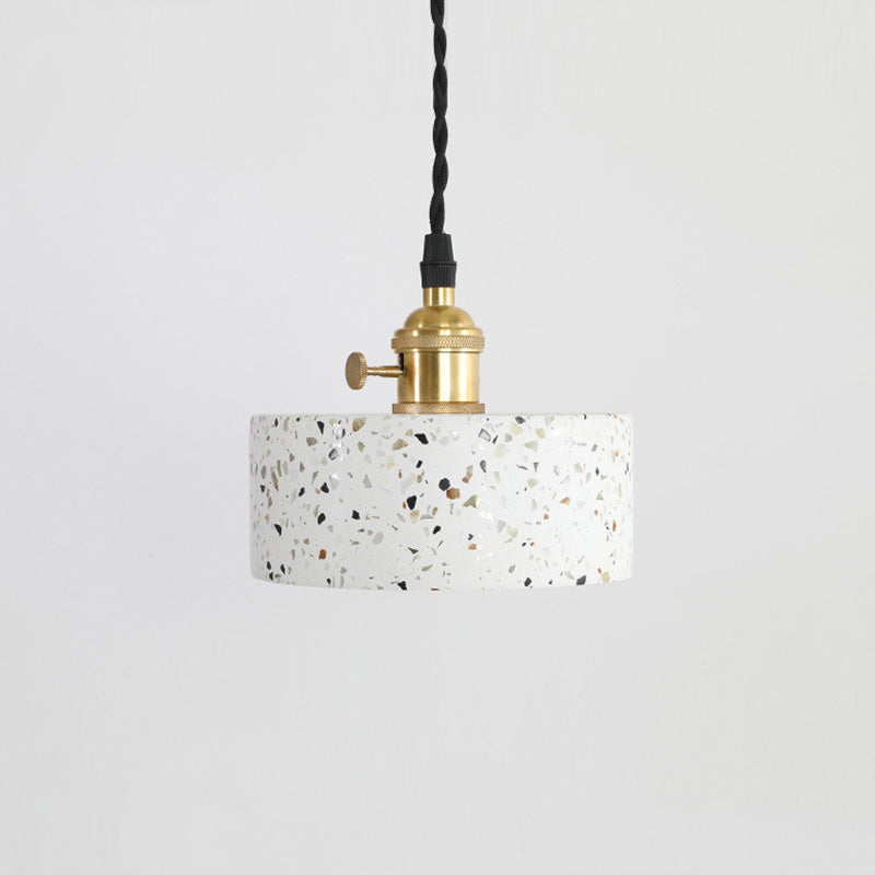 Nordic Terrazzo Brass Cylinder Cone Pendant Light