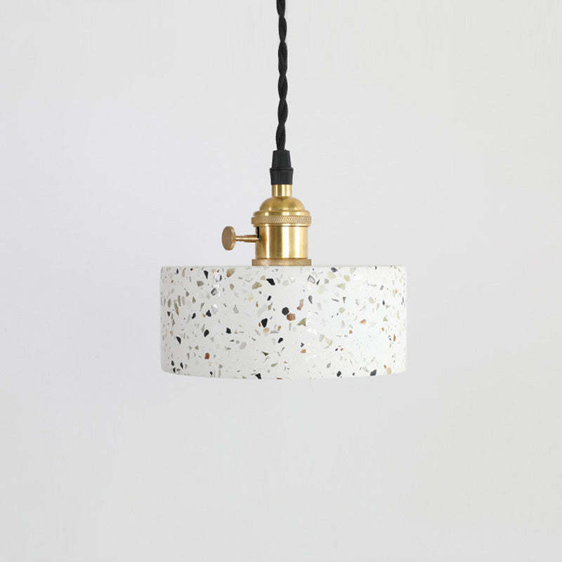 Nordic Terrazzo Brass Cylinder Cone Pendant Light
