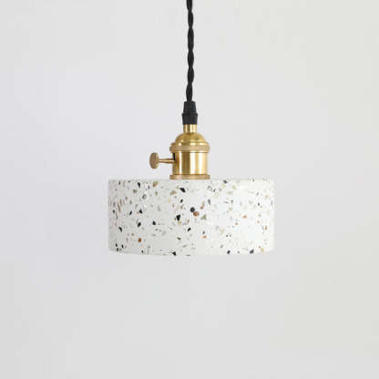 Nordic Terrazzo Brass Cylinder Cone Pendant Light