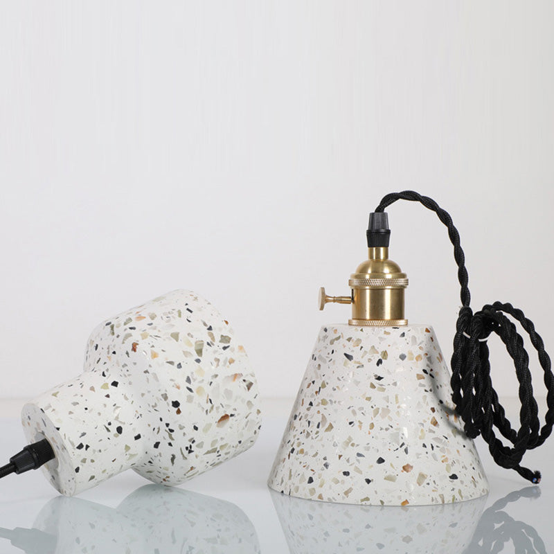 Nordic Terrazzo Brass Cylinder Cone Pendant Light
