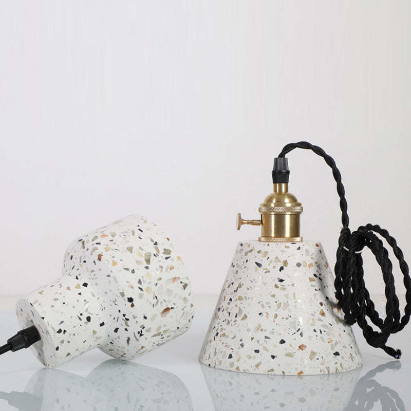Nordic Terrazzo Brass Cylinder Cone Pendant Light