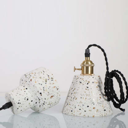 Nordic Terrazzo Brass Cylinder Cone Pendant Light