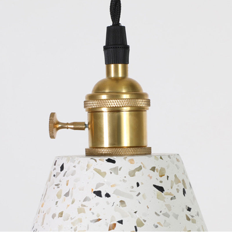 Nordic Terrazzo Brass Cylinder Cone Pendant Light
