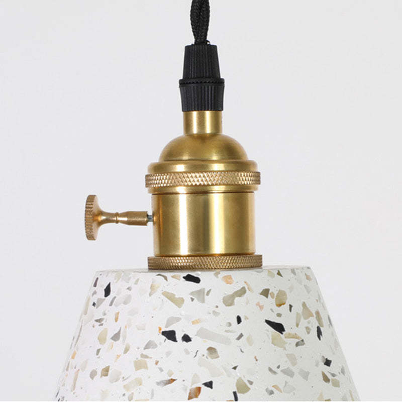 Nordic Terrazzo Brass Cylinder Cone Pendant Light