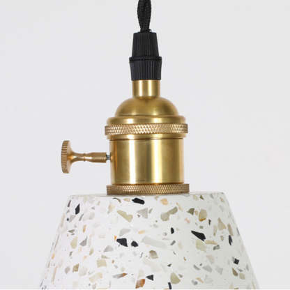 Nordic Terrazzo Brass Cylinder Cone Pendant Light