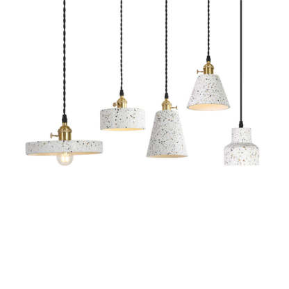 Nordic Terrazzo Brass Cylinder Cone Pendant Light