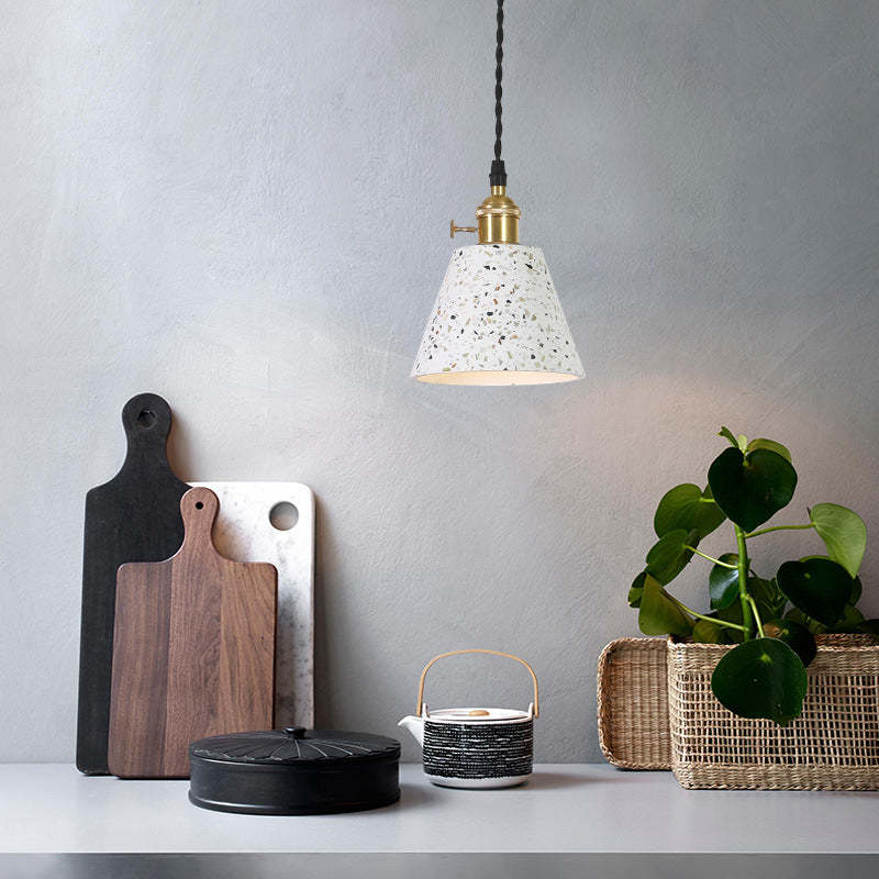 Nordic Terrazzo Brass Cylinder Cone Pendant Light