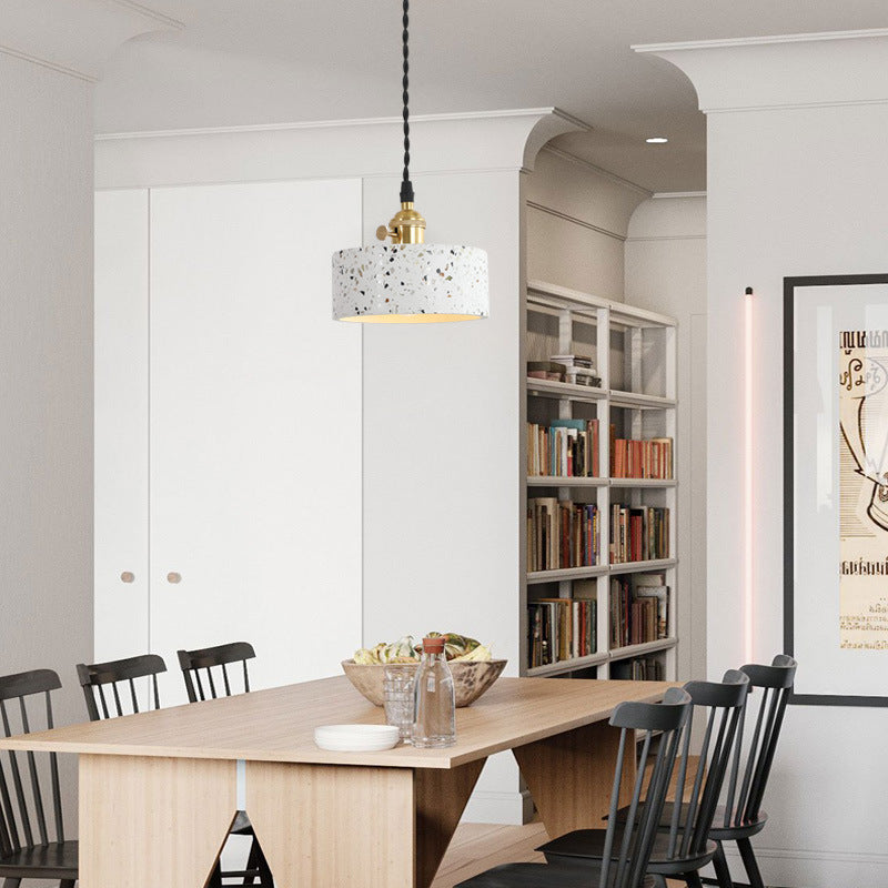 Nordic Terrazzo Brass Cylinder Cone Pendant Light