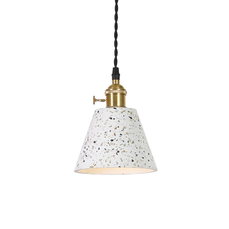 Nordic Terrazzo Brass Cylinder Cone Pendant Light