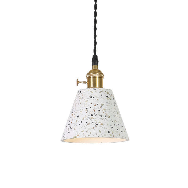 Nordic Terrazzo Brass Cylinder Cone Pendant Light
