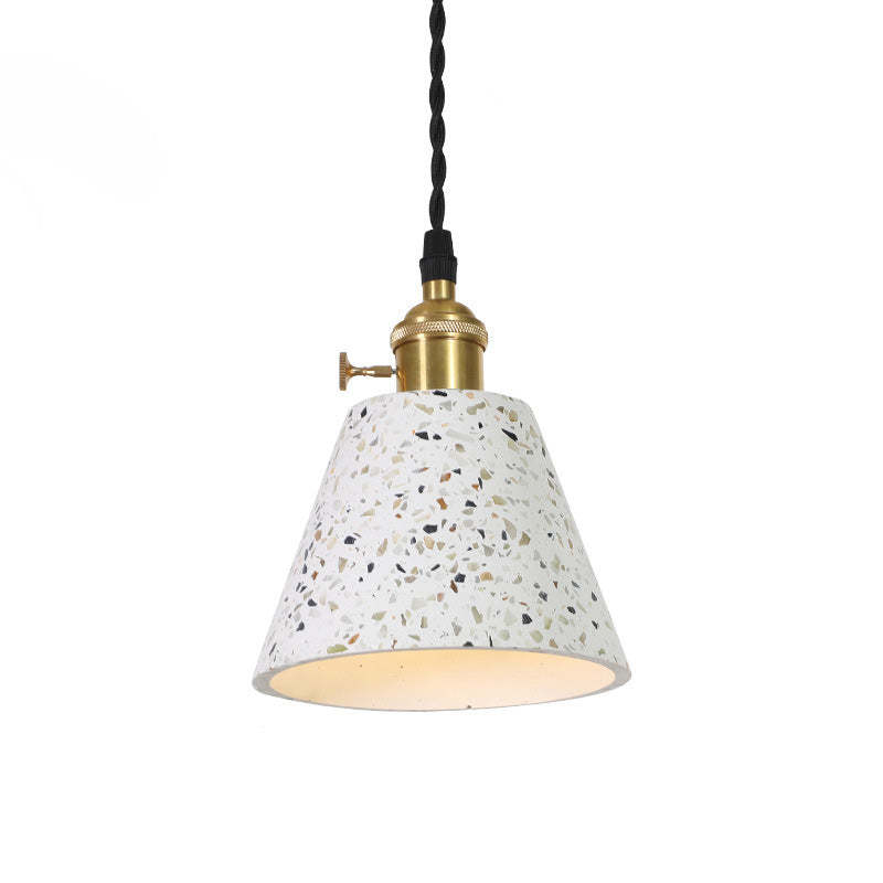 Nordic Terrazzo Brass Cylinder Cone Pendant Light
