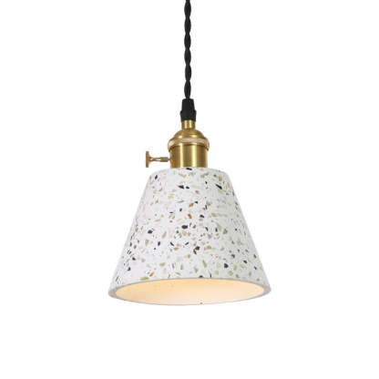 Nordic Terrazzo Brass Cylinder Cone Pendant Light
