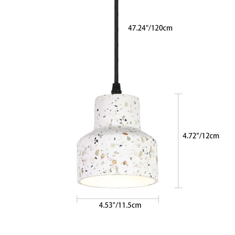 Nordic Terrazzo Brass Cylinder Cone Pendant Light — E / 220V-240V For UK/AU