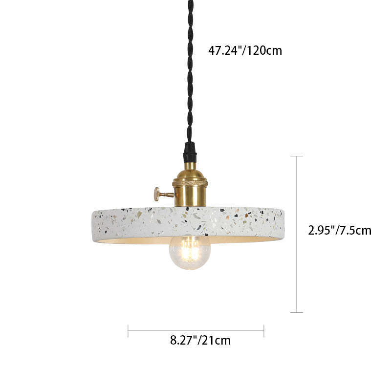 Nordic Terrazzo Brass Cylinder Cone Pendant Light — D / 110V-120V For US/CA