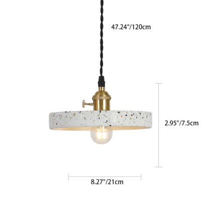 Nordic Terrazzo Brass Cylinder Cone Pendant Light — D / 110V-120V For US/CA